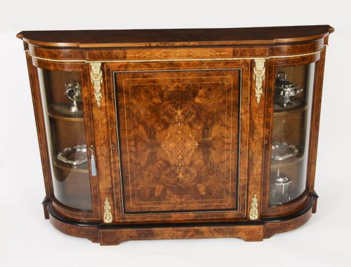 fig 2. Antique Victorian Walnut Ebonised & Marquetry Credenza 19th C