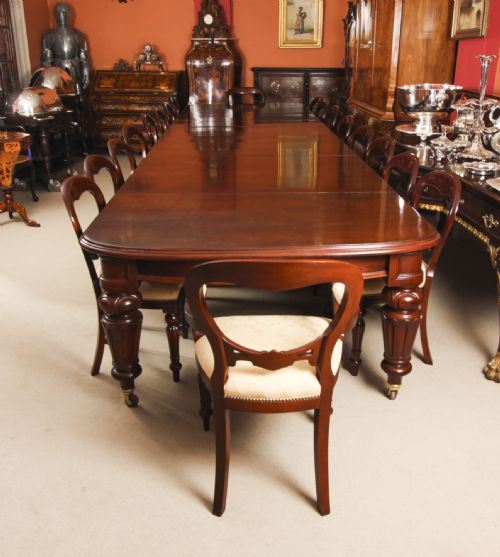 fig 1. Antique 18ft William IV Mahogany Dining Table 19th C & 18 Dining Chairs