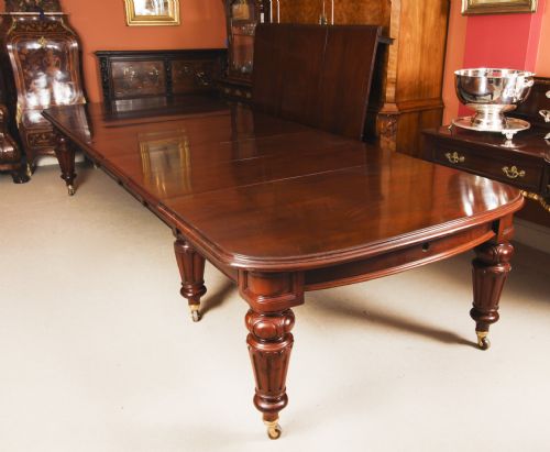 fig 5. Antique 18ft William IV Mahogany Dining Table 19th C & 18 Dining Chairs