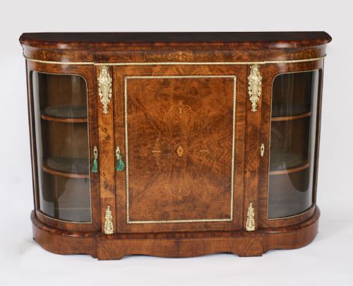 ANTIQUE VICTORIAN BURR WALNUT INLAID ORMOLU MOUNTED CREDENZA 19TH C - ADDITIONAL PHOTO 1