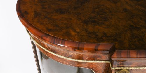 ANTIQUE VICTORIAN BURR WALNUT INLAID ORMOLU MOUNTED CREDENZA 19TH C - ADDITIONAL PHOTO 3
