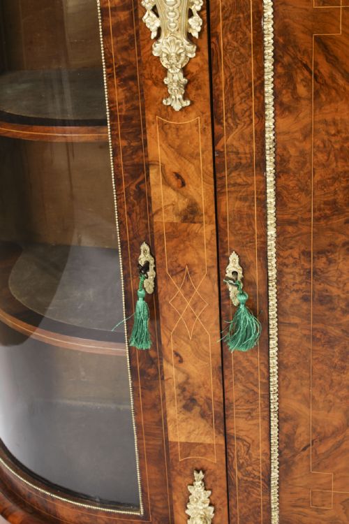 ANTIQUE VICTORIAN BURR WALNUT INLAID ORMOLU MOUNTED CREDENZA 19TH C - ADDITIONAL PHOTO 8