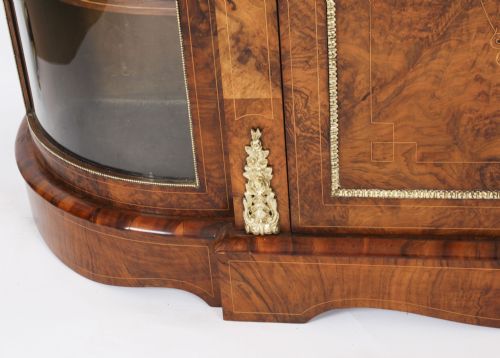 ANTIQUE VICTORIAN BURR WALNUT INLAID ORMOLU MOUNTED CREDENZA 19TH C - ADDITIONAL PHOTO 9