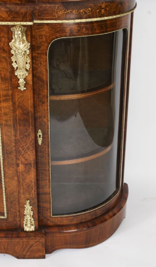 ANTIQUE VICTORIAN BURR WALNUT INLAID ORMOLU MOUNTED CREDENZA 19TH C - ADDITIONAL PHOTO 10