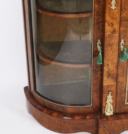 ANTIQUE VICTORIAN BURR WALNUT INLAID ORMOLU MOUNTED CREDENZA 19TH C - ADDITIONAL PHOTO 11