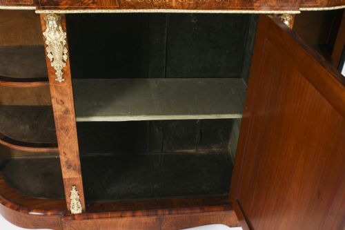 ANTIQUE VICTORIAN BURR WALNUT INLAID ORMOLU MOUNTED CREDENZA 19TH C - ADDITIONAL PHOTO 13