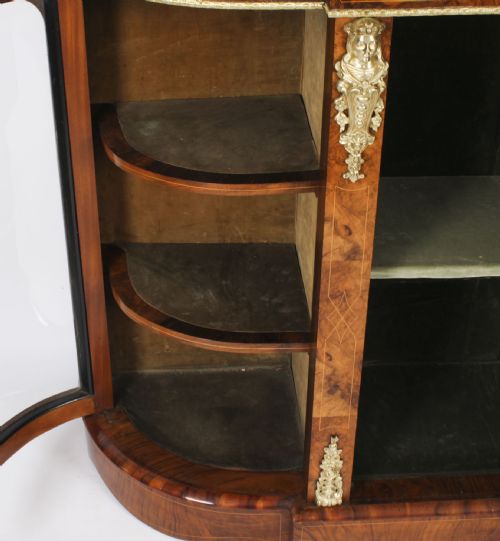 ANTIQUE VICTORIAN BURR WALNUT INLAID ORMOLU MOUNTED CREDENZA 19TH C - ADDITIONAL PHOTO 14