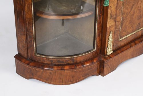 ANTIQUE VICTORIAN BURR WALNUT INLAID ORMOLU MOUNTED CREDENZA 19TH C - ADDITIONAL PHOTO 17