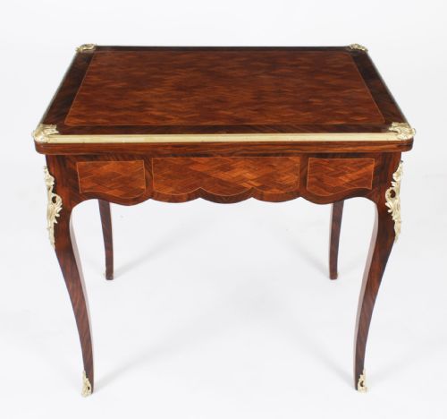 ANTIQUE FRENCH BURR WALNUT PARQUETRY CARD BACKGAMMON TABLE 19TH CENTURY - ADDITIONAL PHOTO 2