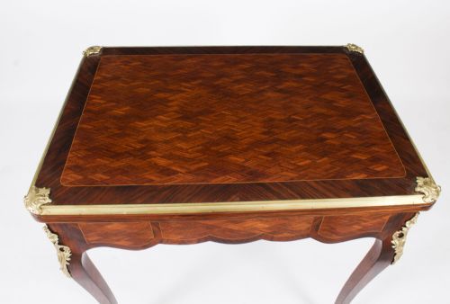 ANTIQUE FRENCH BURR WALNUT PARQUETRY CARD BACKGAMMON TABLE 19TH CENTURY - ADDITIONAL PHOTO 3