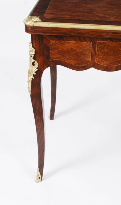 ANTIQUE FRENCH BURR WALNUT PARQUETRY CARD BACKGAMMON TABLE 19TH CENTURY - ADDITIONAL PHOTO 8