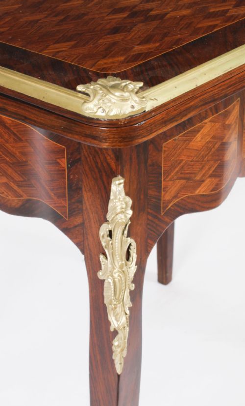 ANTIQUE FRENCH BURR WALNUT PARQUETRY CARD BACKGAMMON TABLE 19TH CENTURY - ADDITIONAL PHOTO 10
