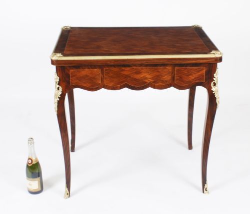 ANTIQUE FRENCH BURR WALNUT PARQUETRY CARD BACKGAMMON TABLE 19TH CENTURY - ADDITIONAL PHOTO 15