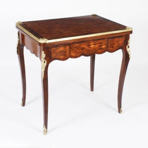ANTIQUE FRENCH BURR WALNUT PARQUETRY CARD BACKGAMMON TABLE 19TH CENTURY - ADDITIONAL PHOTO 17