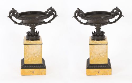 Antique Pair Italian Grand Tour Campana Urns 19th C