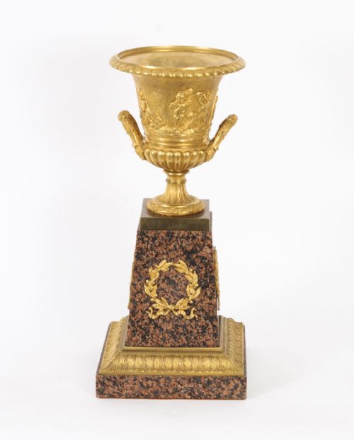 fig 1. Antique Pair Large 16inch Grand Tour Gilt Bronze Campana Urns Circa 1920