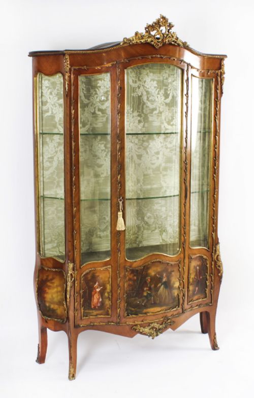 fig 1. Antique Large French Vernis Martin Display Cabinet C1880 19th C