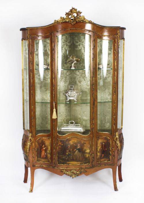 fig 2. Antique Large French Vernis Martin Display Cabinet C1880 19th C