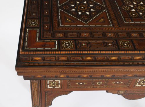 fig 3. Antique Damascus Syrian Inlaid Card, Chess, Backgammon, Games table C1900
