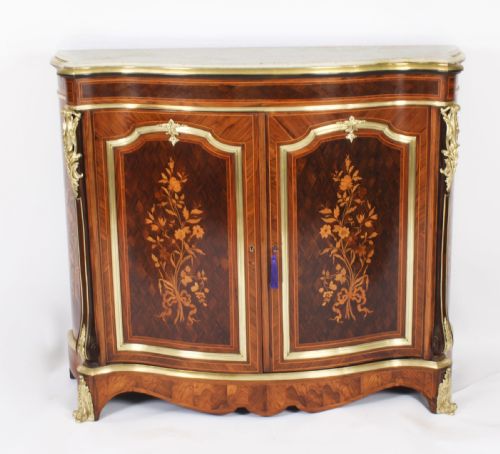 fig 1. Antique French Purple Heart & Marquetry Side Cabinet 19th C
