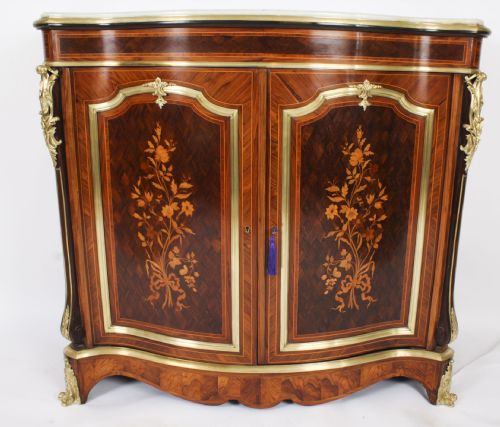 fig 4. Antique French Purple Heart & Marquetry Side Cabinet 19th C