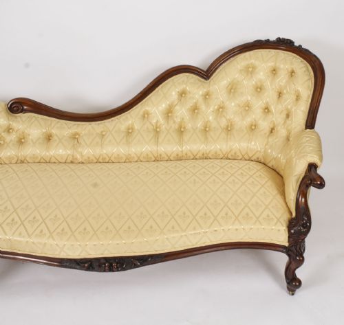 fig 2. Antique Victorian Walnut Sofa Chaise Longue Settee 19th Century