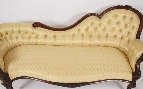 fig 3. Antique Victorian Walnut Sofa Chaise Longue Settee 19th Century