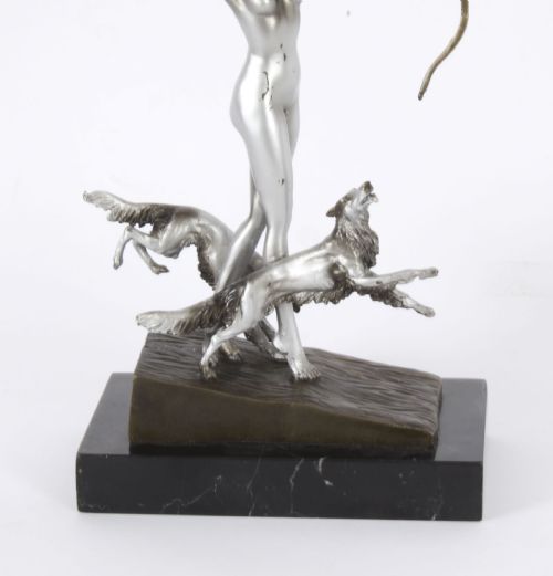 fig 4. Antique Art Deco Revival Bronze Diana the Huntress Josef Lorenzl 20th C
