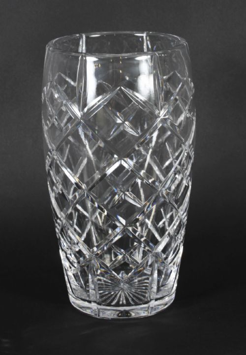 Antique English Cut Crystal Cylindrical Vase C 1900