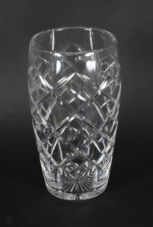 fig 1. Antique English Cut Crystal Cylindrical Vase C 1900