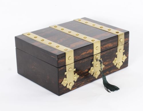 Antique Figured Coromandel Brass Box / Casket 19th Century
