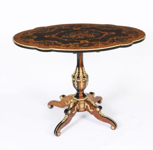 fig 2. Antique French Floral Marquetry King wood Occasional Table c.1860