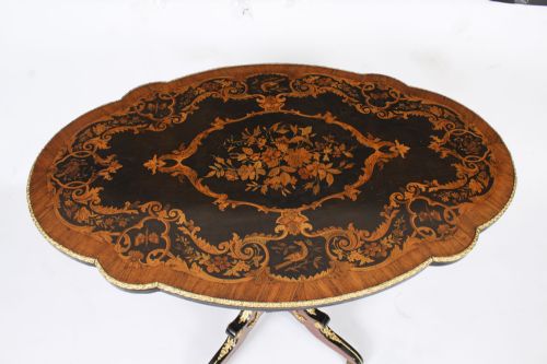 fig 4. Antique French Floral Marquetry King wood Occasional Table c.1860