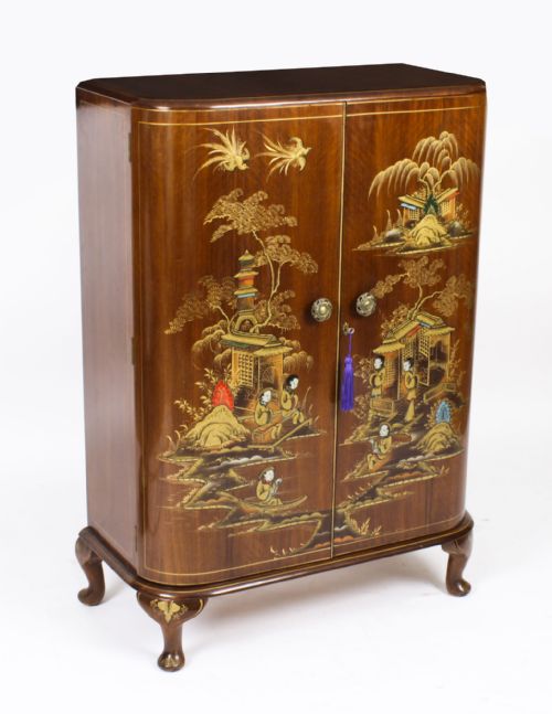 Antique Art Deco Chinoiserie Cocktail Cabinet Dry Bar Harrods Circa 1920