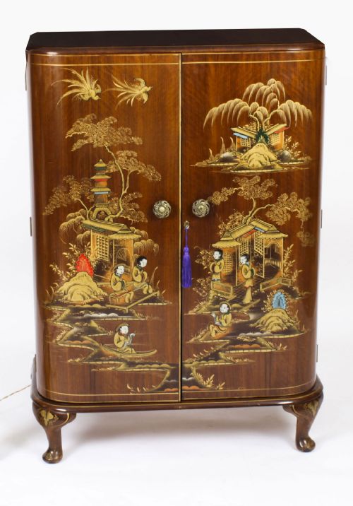 fig 1. Antique Art Deco Chinoiserie Cocktail Cabinet Dry Bar Harrods Circa 1920