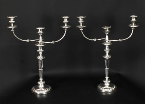 Antique Pair 21inch George III Three Light Candelabra by Matthew Boulton 18th C