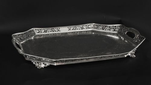 fig 1. Antique Victorian Silver Plated Gallery Tray Lee & Wigfull Circa 1880