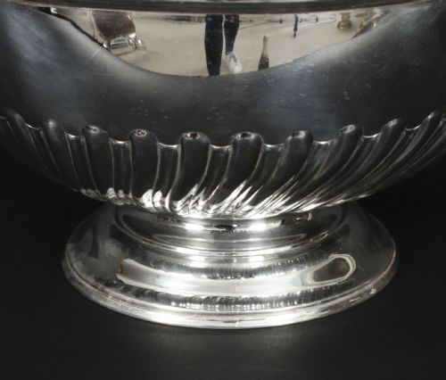 fig 2. Antique Victorian Silver Plate on Copper Punch Bowl / wine Cooler 19th C