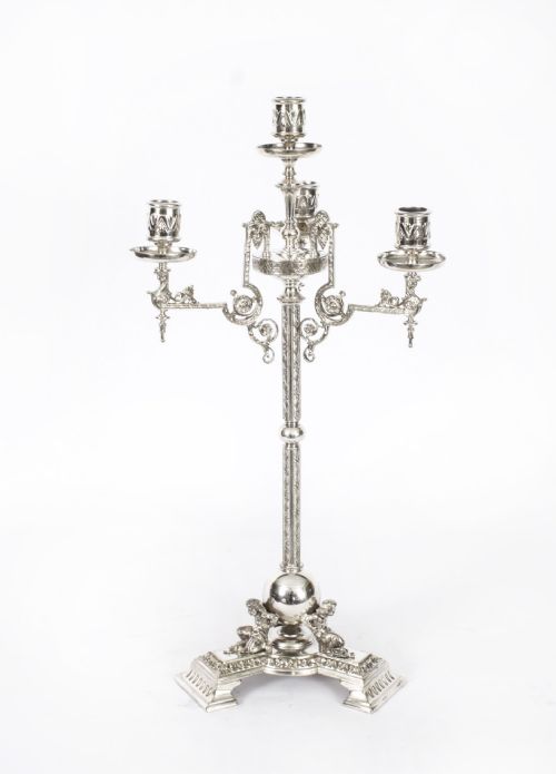 fig 1. Antique Pair Victorian 5 Light Candelabra James Dixon 19th C