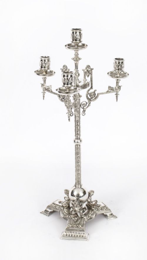 fig 2. Antique Pair Victorian 5 Light Candelabra James Dixon 19th C