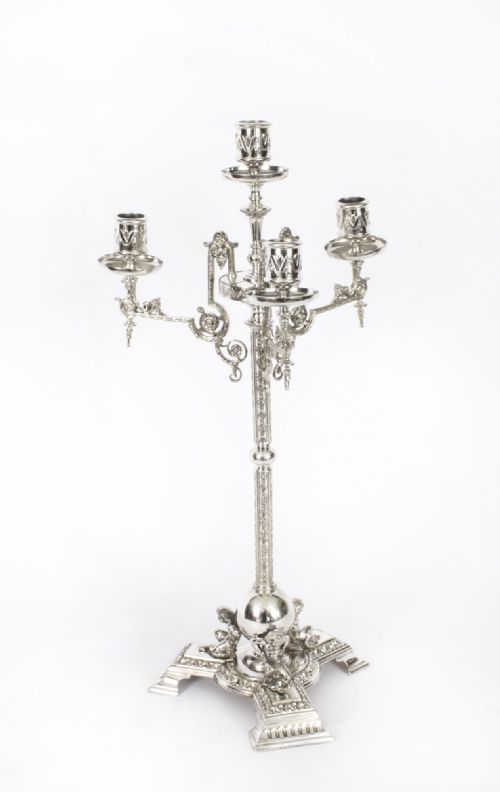 fig 5. Antique Pair Victorian 5 Light Candelabra James Dixon 19th C