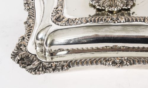 ANTIQUE PAIR SILVER PLATED ENTREE DISHES WALKER AND HALL CIRCA 1860 - ADDITIONAL PHOTO 4