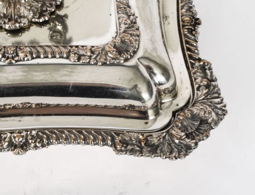ANTIQUE PAIR SILVER PLATED ENTREE DISHES WALKER AND HALL CIRCA 1860 - ADDITIONAL PHOTO 7