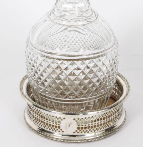 fig 2. Antique Pair of Cut Crystal Glass Decanters Coaster set 19th Century
