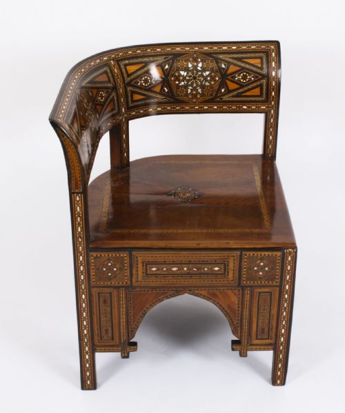 fig 2. Antique Pair of Syrian Parquetry Inlaid Armchairs C1900