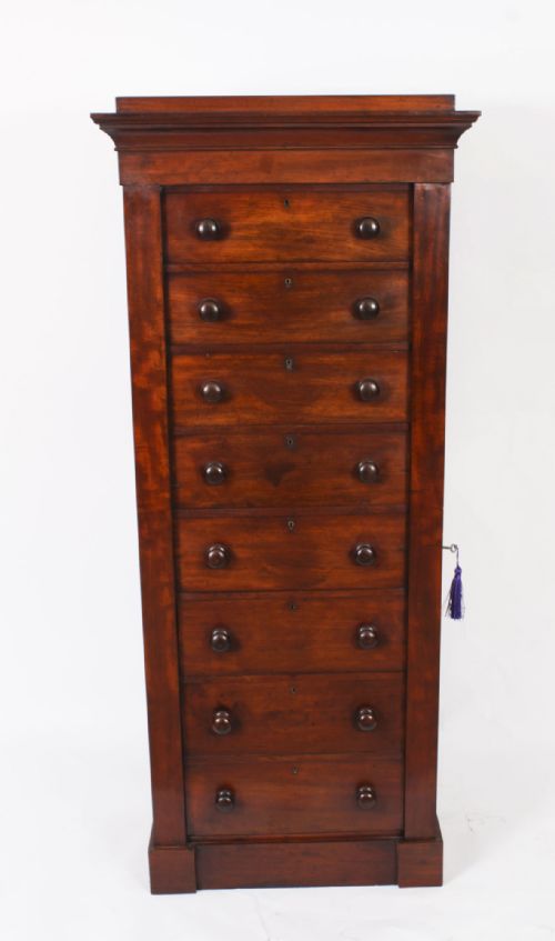 fig 1. Antique George IV Mahogany Wellington Chest C1830 19th Century