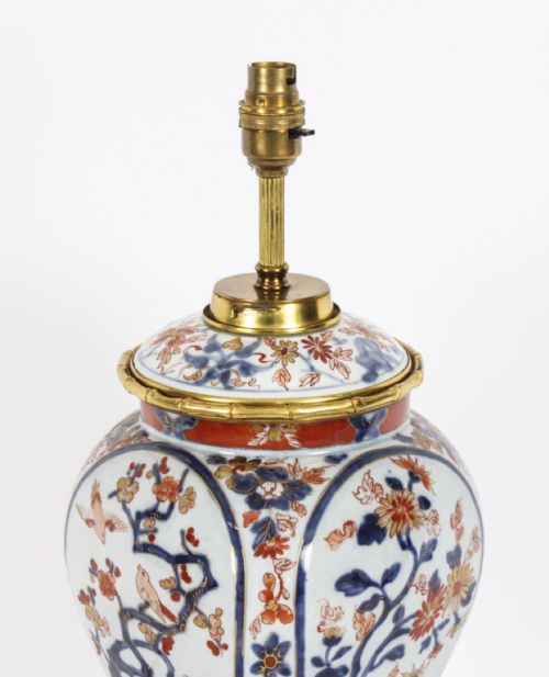 fig 1. Antique Japanese Imari Porcelain Table Lamp c. 1840 19th Century