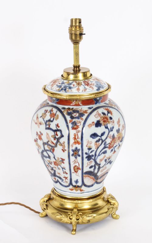 fig 2. Antique Japanese Imari Porcelain Table Lamp c. 1840 19th Century