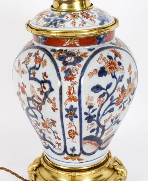 fig 3. Antique Japanese Imari Porcelain Table Lamp c. 1840 19th Century