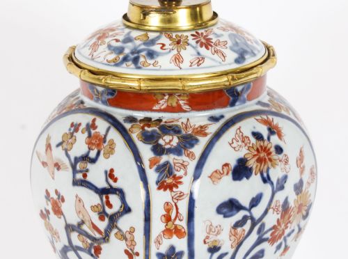 fig 4. Antique Japanese Imari Porcelain Table Lamp c. 1840 19th Century